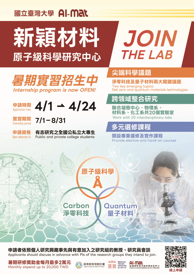 【115年AI-MAT「教育部特色領域研究實習計畫」徵選有志研究之大專生數名】 
