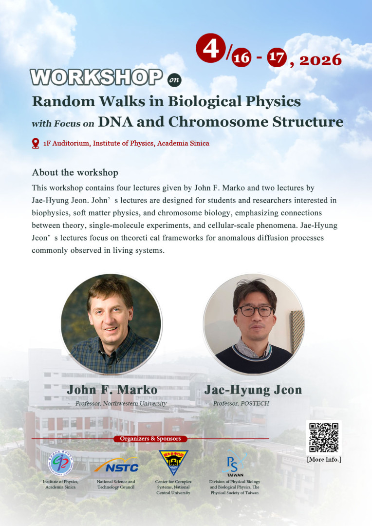   中研院物理所演講訊息【4/16-17 Workshop on Random Walks in Biological Physics with Focus on DNA and chromosome structure】 